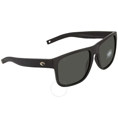 Costa Del Mar Spearo Xl Grey Polarized Glass Rectangular Men's Sunglasses 6s9013 901304 59 In Black / Grey