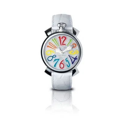 Shop Gagà Milano Gaga Milano Manuale 40 Mm Steel White Dial Unisex Watch 5020mn01s0lawh0 In Mother Of Pearl / Multicolor / White