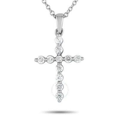 Shop Lb Exclusive 18k White Gold 0.25ct Diamond Cross Pendant Necklace Pn15344 In Multi-color