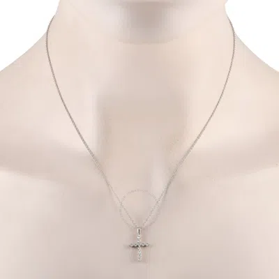 Shop Lb Exclusive 18k White Gold 0.25ct Diamond Cross Pendant Necklace Pn15344 In Multi-color
