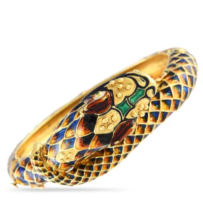 Shop Lb Exclusive 18k Yellow Gold And Enamel Dragon Bracelet Mf01 031824 In Multi-color