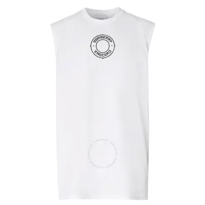Shop Burberry Men's Optic White Logo Graphic Print Vest