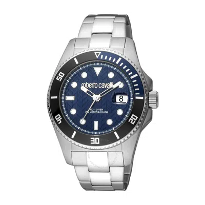 Shop Roberto Cavalli Fashion Watch Quartz Blue Dial Men's Watch Rc5g042m0045 In Black / Blue
