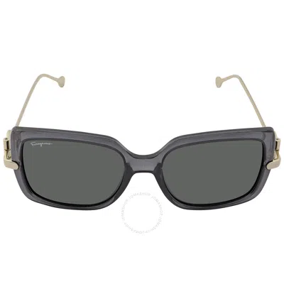 Shop Ferragamo Salvatore  Grey Square Ladies Sunglasses Sf913s 057 55