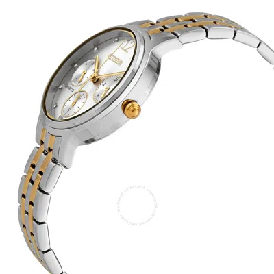 Shop Citizen Chronograph Quartz Crystal Silver Dial Ladies Watch Ed8184-51a In Two Tone  / Gold Tone / Silver