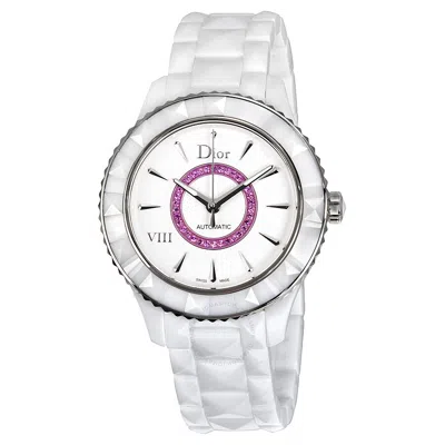 Shop Dior Viii White Dial Ceramic Ladies Watch Cd1245efc001 In Pink / White