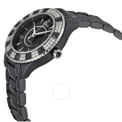 Shop Dior Viii Automatic Diamond Black Ceramic Ladies Watch 1235e0c001 In Black / Skeleton