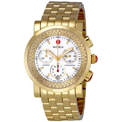 Shop Michele Sport Sail Gold Plated Ladies Chronograph Watch Mww01c000043 In Gold / White