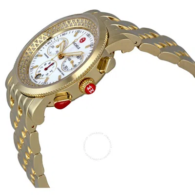 Shop Michele Sport Sail Gold Plated Ladies Chronograph Watch Mww01c000043 In Gold / White