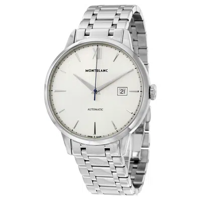 Shop Montblanc Meisterstuck Heritage Automatic Silver Dial Stainless Steel Men's Watch 111581 In Silver / Skeleton