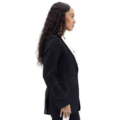 Shop Burberry Ladies Black  Silk Panel Wool Tailored Jacket