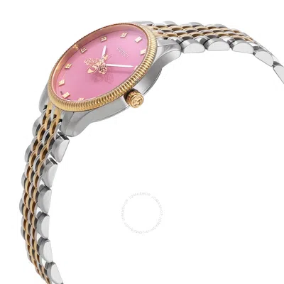 Shop Gucci G-timless Quartz Pink Dial Ladies Watch Ya1265030 In Two Tone  / Gold / Gold Tone / Pink / Yellow