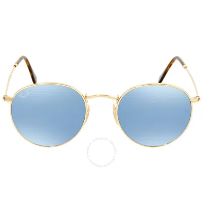 Shop Ray Ban Light Blue Gradient Flash Round Men's Sunglasses Rb3447 N001/9o 50