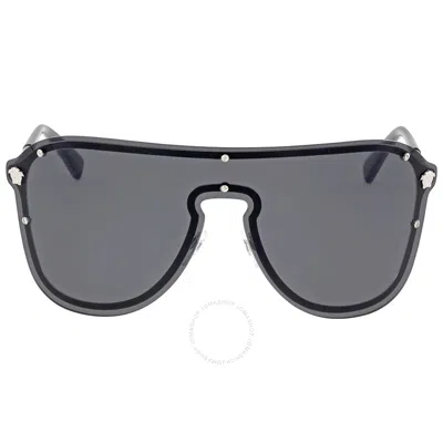 Shop Versace Grey Shield Unisex Sunglasses Ve2180 1000/87 44 In Grey / Silver