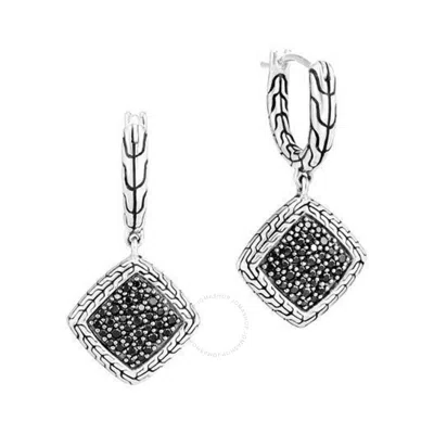 Shop John Hardy Carved Chain Drop Earring With Black Spinel In Silver-tone
