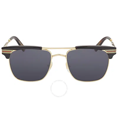 Shop Gucci Grey Square Unisex Sunglasses Gg0287s 001 52 In Black / Gold / Grey