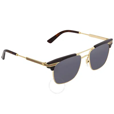 Shop Gucci Grey Square Unisex Sunglasses Gg0287s 001 52 In Black / Gold / Grey