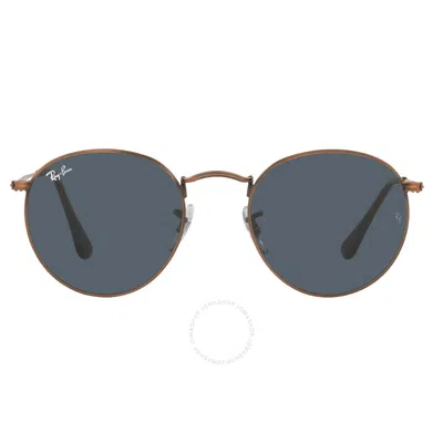 Shop Ray Ban Round Metal Antiqued Blue Round Men's Sunglasses Rb3447 9230r5 47 In Blue / Copper
