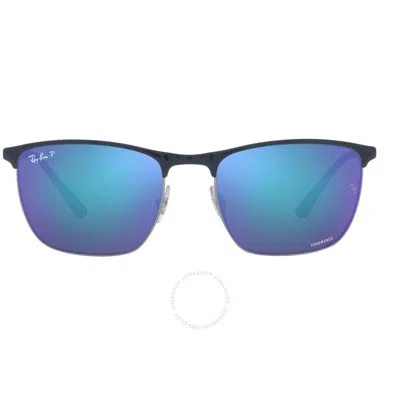 Ray Ban Rb3686 Chromance Sunglasses Matte Blue Frame Blue Lenses Polarized 57-19 In Blue / Gun Metal / Gunmetal