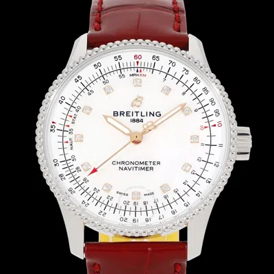Shop Breitling Navitimer Automatic Chronometer Diamond White Dial Ladies Watch A17395211a1p5 In Red   / Gold Tone / Rose / Rose Gold Tone / Silver / White