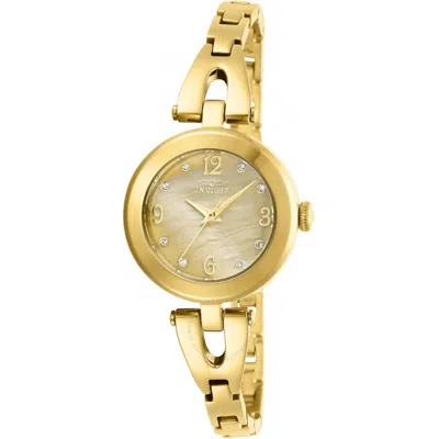 Shop Invicta Angel Quartz Crystal Gold Dial Ladies Watch And Bracelet Set 29331 In Gold / Gold Tone / Mother Of Pearl / Yellow
