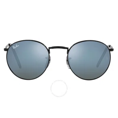 Shop Ray Ban New Round Green Mirrored Blue Unisex Sunglasses Rb3637 002/g1 53 In Black / Blue / Green