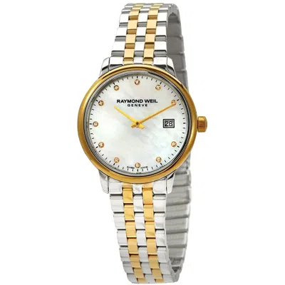 Shop Raymond Weil Toccata Quartz Diamond White Mother Of Pearl Dial Ladies Watch 5985-stp-97081 In Two Tone  / Gold / Mother Of Pearl / White / Yellow