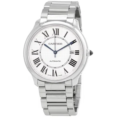 Shop Cartier Ronde Must De  Automatic Silver Dial Men's Watch Wsrn0035 In Blue / Silver