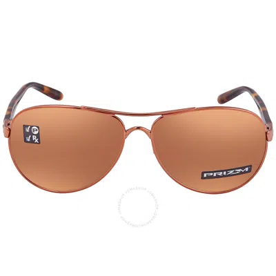 Oakley Feedback Brown Gradient Polarized Aviator Ladies Sunglasses Oo4079 407914 59 In Gold / Rose / Rose Gold