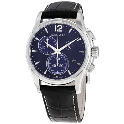 Shop Hamilton Jazzmaster Chronograph Quartz Blue Dial Men's Watch H32612741 In Black / Blue