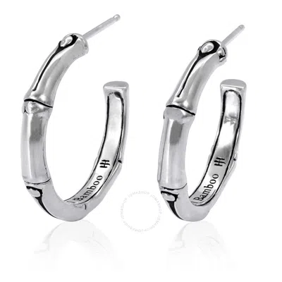 Shop John Hardy Bamboo Silver Small Hoop Earrings (dia 18mm) - Eb5381 In Silver-tone