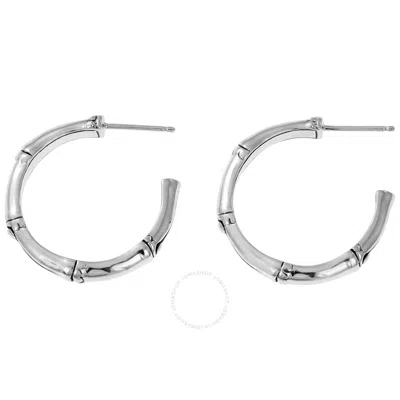 Shop John Hardy Bamboo Silver Small Hoop Earrings (dia 18mm) - Eb5381 In Silver-tone