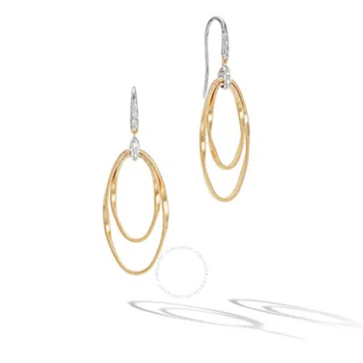 Shop Marco Bicego Marrakech Onde Collection 18k Yellow Gold And Diamond Double Concentric Hook Earring In Gold-tone