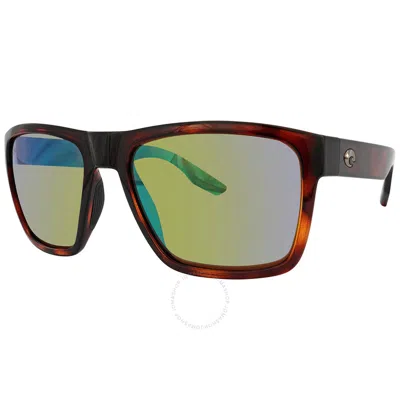 Costa Del Mar Paunch Xl Green Mirror Polarized Glass 580g Square Men's Sunglasses 6s9050 905006 59 In Green / Tortoise