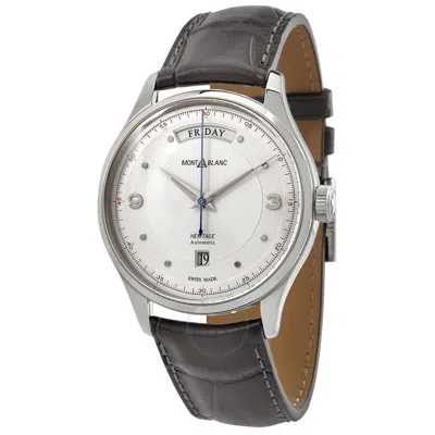 Shop Montblanc Heritage Automatic Silvery White Dial Unisex Watch 119947 In Grey / Silver / White