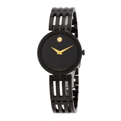 Shop Movado Esperanza Quartz Black Dial Ladies Watch 0607786 In Black / Gold Tone