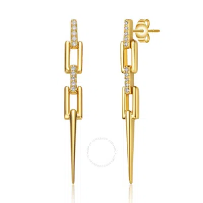 Shop Rachel Glauber 14k Gold Plated Cubic Zirconia Drop Earrings In Gold-tone