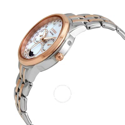 Shop Citizen Calendrier Chronograph Diamond Eco-drive Ladies Watch Fd0006-56d In Two Tone  / Gold Tone / Mother Of Pearl / Rose / Rose Gold Tone
