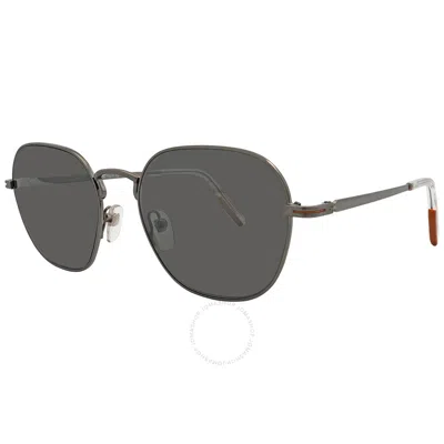 Shop Ermenegildo Zegna Smoke Mirror Geometric Men's Sunglasses Ez0174 08a 53 In Gun Metal / Gunmetal