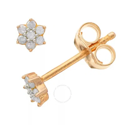 Shop Diamondmuse Diamond Muse 0.10 Cttw Yellow Gold Over Sterling Silver Floral Diamond Stud Earrings