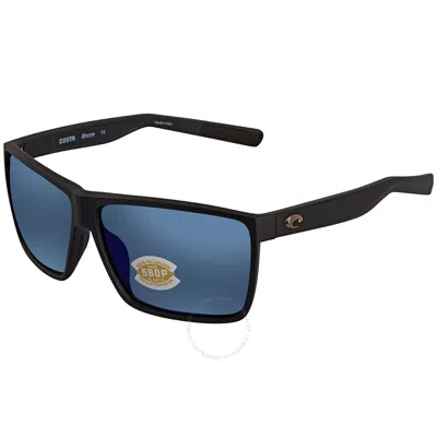 Shop Costa Del Mar Rincon Blue Mirror Polarized Polycarbonate Men's Sunglasses 6s9018 901837 63 In Black / Blue