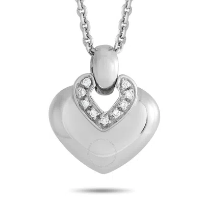 Shop Bvlgari Doppio 18k White Gold Diamond Heart Necklace Bv06 031124 In Multi-color