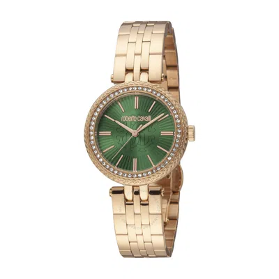 Shop Roberto Cavalli Fashion Watch Quartz Green Dial Ladies Watch Rc5l031m0075 In Gold Tone / Green / Rose / Rose Gold Tone