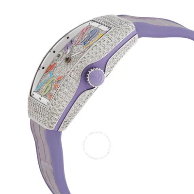 Shop Franck Muller Vanguard Automatic Diamond Unisex Watch V 32 Sc At Fo D Cd Col Drm Ac Vl In Pink / Purple / White