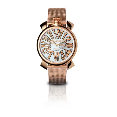 Shop Gagà Milano Gaga Milano Slim 46 Mm Ip Rose Mother Of Pearl Dial Men's Watch 5081mn02r0srsr0 In Gold / Gold Tone / Mother Of Pearl / Rose / Rose Gold / Rose Gold Tone / White