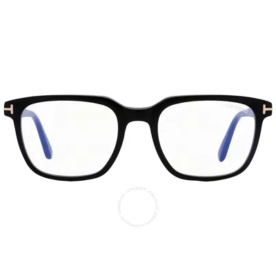 Shop Tom Ford Blue Light Block Square Men's Eyeglasses Ft5818-b 001 53 In Black / Blue