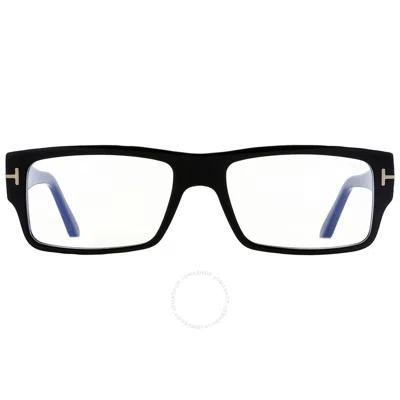 Tom Ford Blue Light Block Rectangular Men's Eyeglasses Ft5835-b 001 54 In Black / Blue