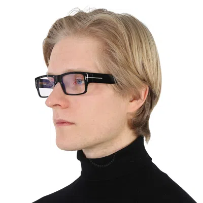 Tom Ford Blue Light Block Rectangular Men's Eyeglasses Ft5835-b 001 54 In Black / Blue