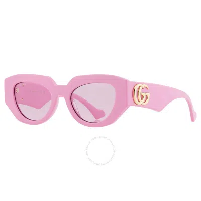 Shop Gucci Pink Geometric Ladies Sunglasses Gg1421s 004 51 In Ink / Pink