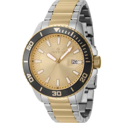 Shop Invicta Pro Diver Quartz Date Gold Dial Men's Watch 46073 In Two Tone  / Black / Gold / Gold Tone